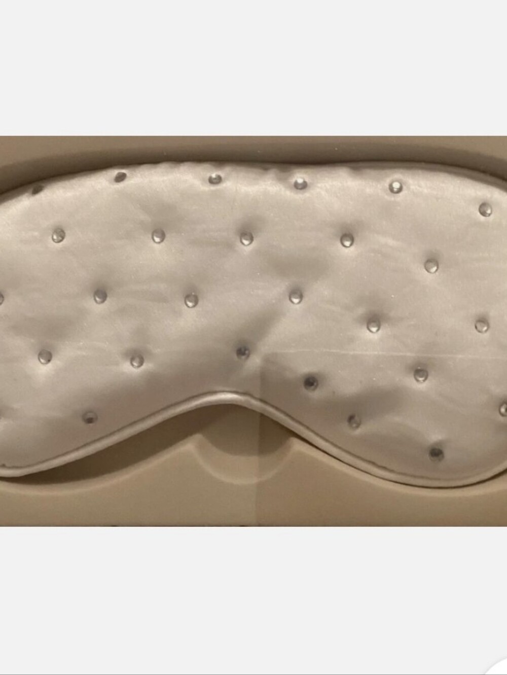 White Beaded Satin Sleep Mask